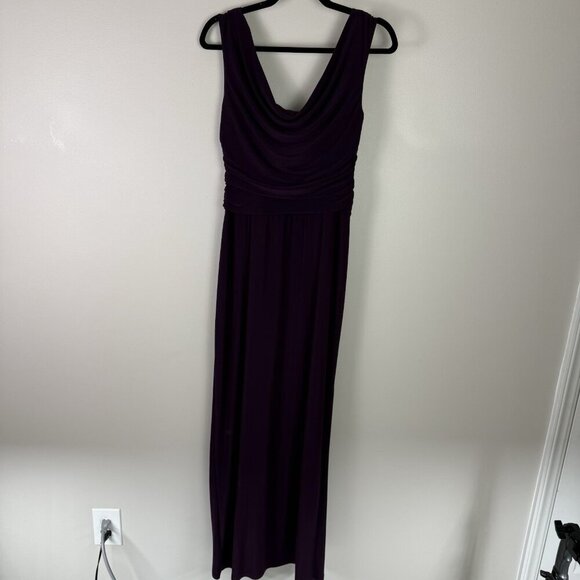 Lauren Ralph Lauren Women's Purple Draped Rhinestone Broach Maxi Gown Dress Sz 8 - Picture 9 of 12